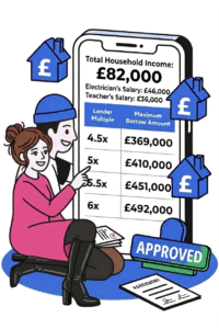 an electrician paid through the contruction industry scheme and a teacher paid through PAYE look at how much they can borrow on a mortgage - opportunity mortgages helps tradesmen and women and their partners find joint mortgages